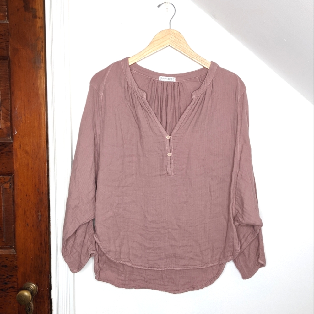 CP Shades Mauve Pink Gauze Henley Blouse